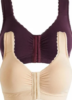 Vorderverschluss-BH ohne Bügel mit Bio-Baumwolle (2er Pack)