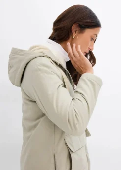 warm wattierter Winterparka mit Teddyfutter in Kapuze