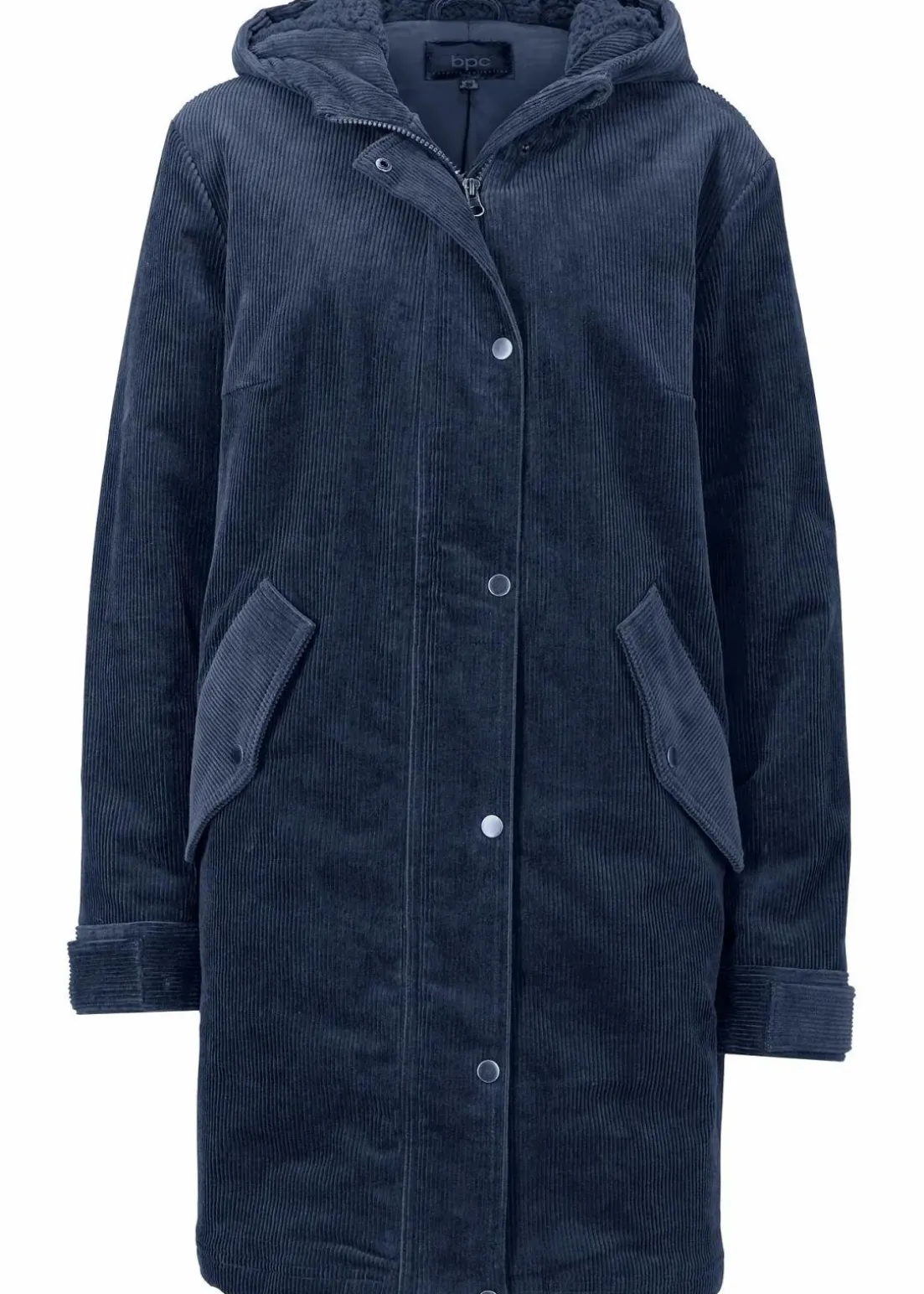 Warmer Cord-Parka mit Teddy-Futter in der Kapuze, in A-Linie