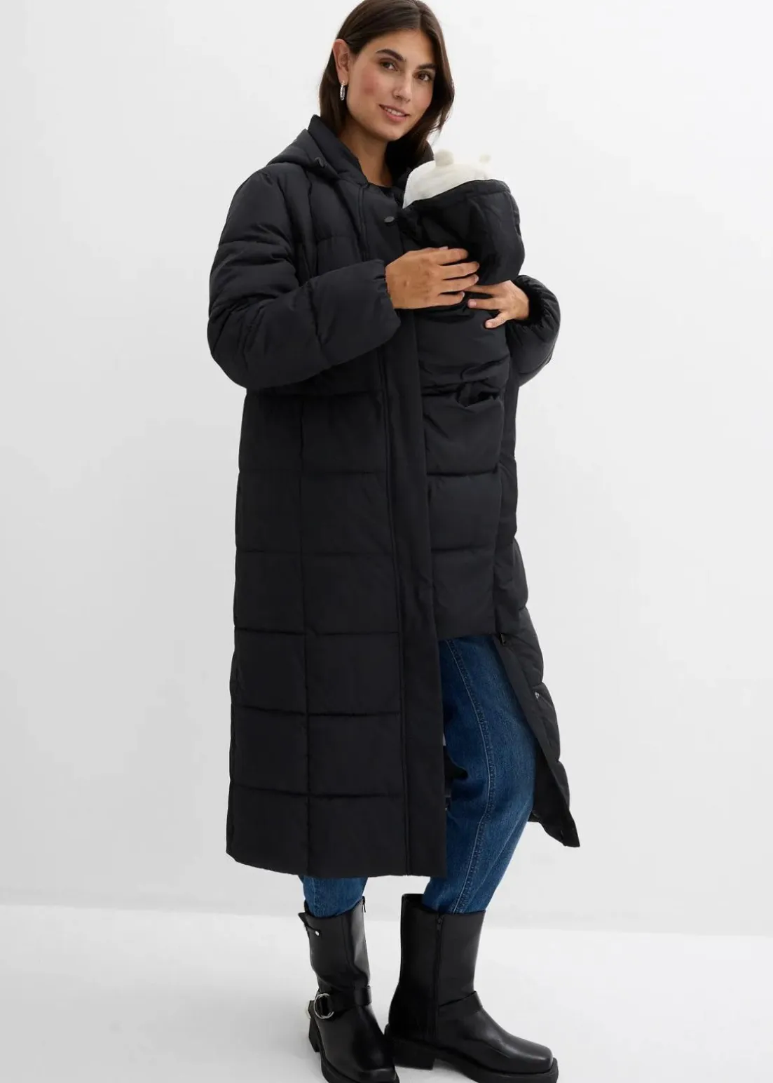 Warmer 2-in-1 Umstands-Puffermantel mit Trageeinsatz