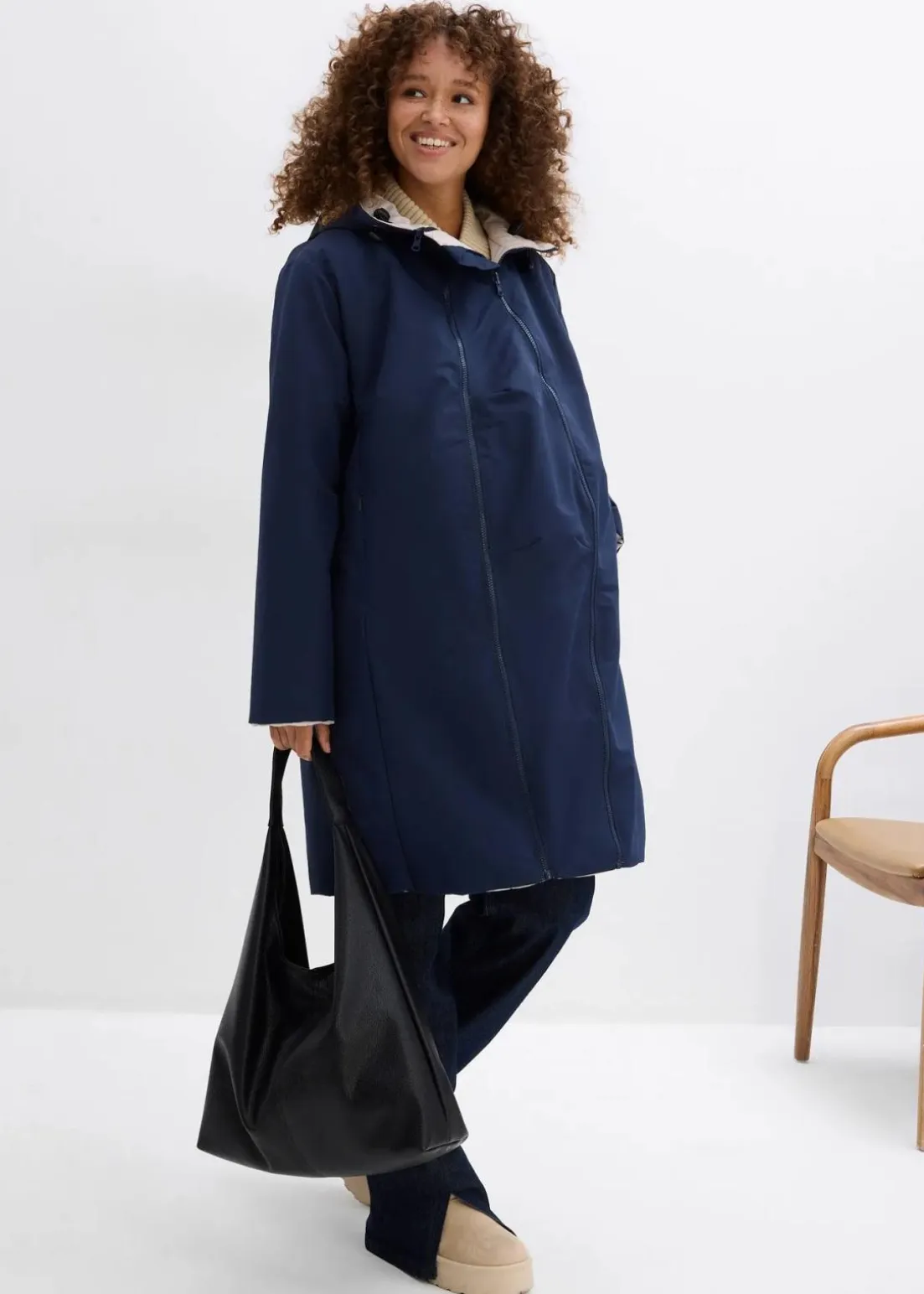 Wasserabweisender 6-in-1 Wende-Umstandsmantel mit Trage- und Schwangerschftseinsatz