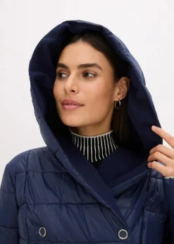 wasserabweisender Steppmantel mit Wollimitat Besatz und Bindegürtel (2-tlg.)