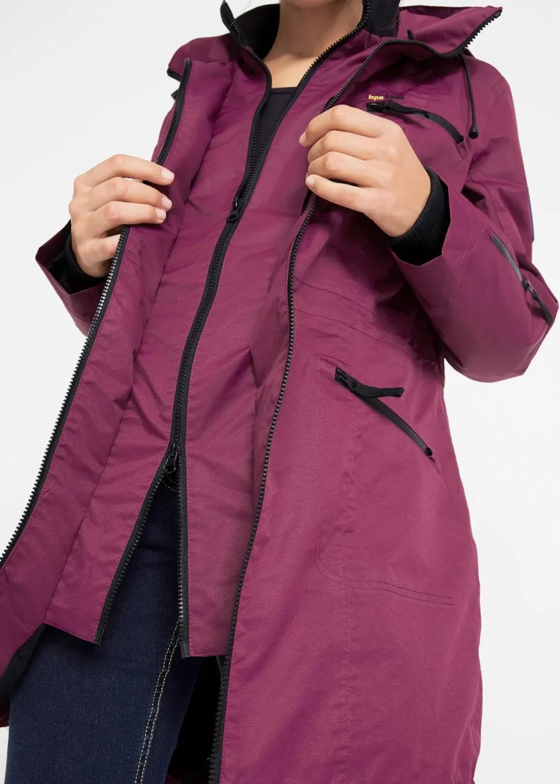 wasserdichter Funktions-Outdoor-Übergangsmantel mit Kapuze, 2 in 1-Optik