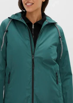 wasserdichter, wattierter Regenmantel in Midi-Länge