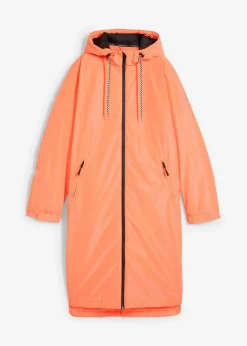 wasserdichter, wattierter Regenmantel in Midi-Länge