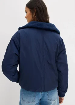 Wattierte Jacke mit Strickbündchen