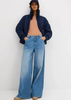 Wattierte Jacke mit Strickbündchen