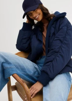 Wattierte Jacke mit Strickbündchen