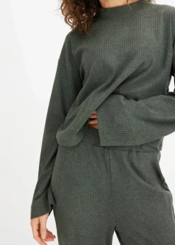 Weit geschnittener Loungewear Hausanzug aus weicher Rippe