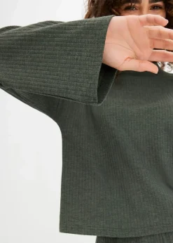 Weit geschnittener Loungewear Hausanzug aus weicher Rippe