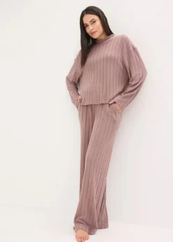 Weit geschnittener Loungewear Hausanzug aus weicher Rippe