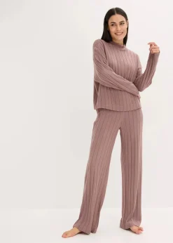 Weit geschnittener Loungewear Hausanzug aus weicher Rippe