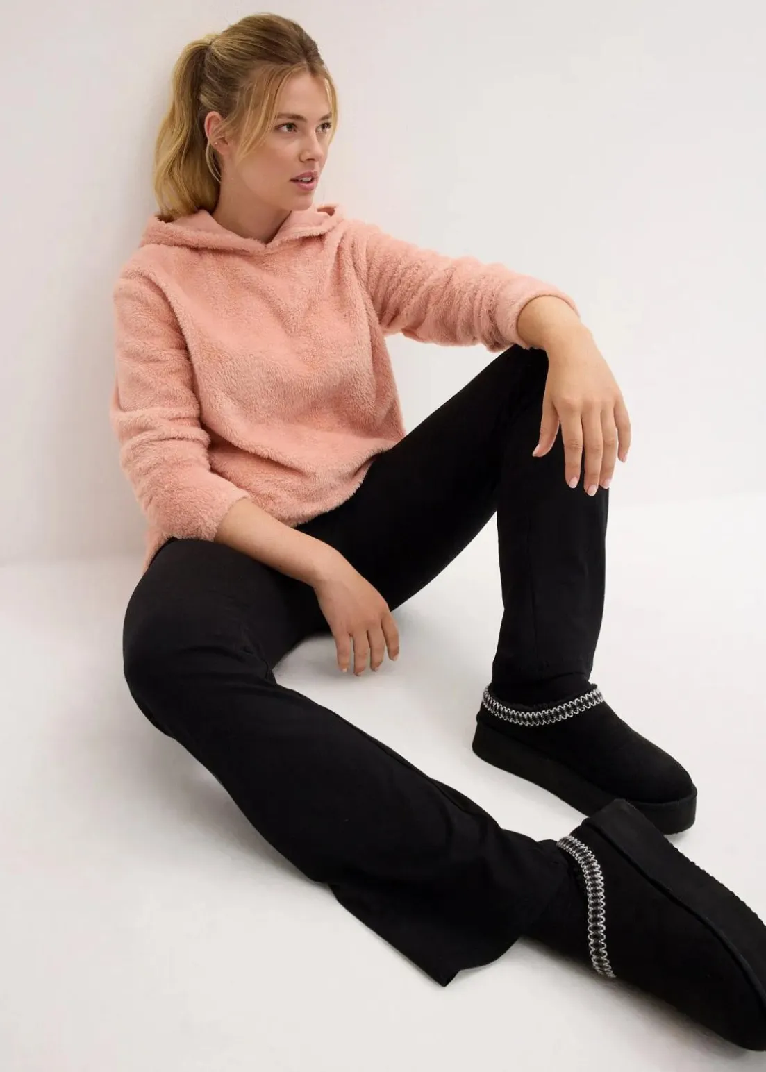 Weit geschnittener Loungewear Kuschel-Fleece Longpullover