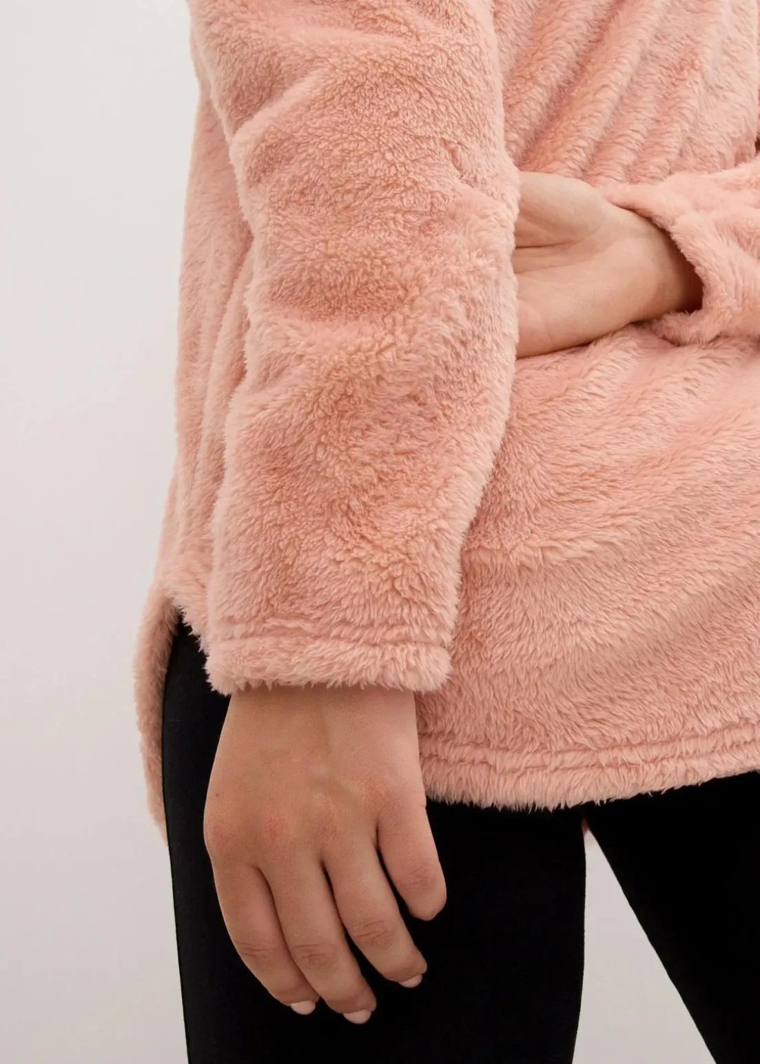 Weit geschnittener Loungewear Kuschel-Fleece Longpullover