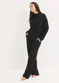 Weit geschnittener Loungewear Hausanzug aus weicher Rippe