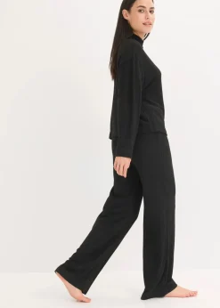 Weit geschnittener Loungewear Hausanzug aus weicher Rippe