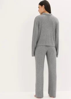 Weit geschnittener Loungewear Hausanzug aus weicher Rippe