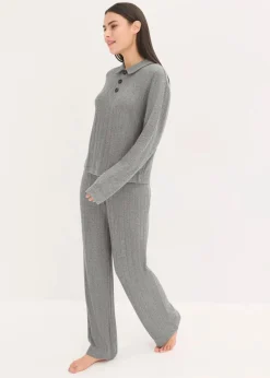 Weit geschnittener Loungewear Hausanzug aus weicher Rippe