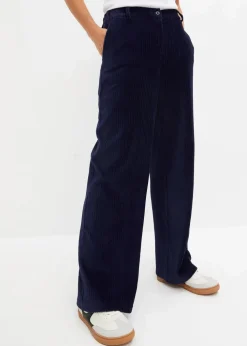 Weite Hose aus Ripp-Samt