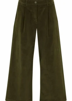 Weite Stretchcord-Culotte mit High-Waist-Bequembund, 7/8-Länge