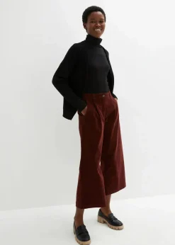 Weite Stretchcord-Culotte mit High-Waist-Bequembund, 7/8-Länge