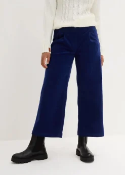 Weite Stretchcord-Culotte mit High-Waist-Bequembund, 7/8-Länge