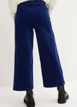 Weite Stretchcord-Culotte mit High-Waist-Bequembund, 7/8-Länge