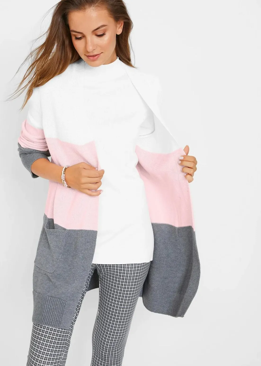 Weite Strickjacke, Langarm