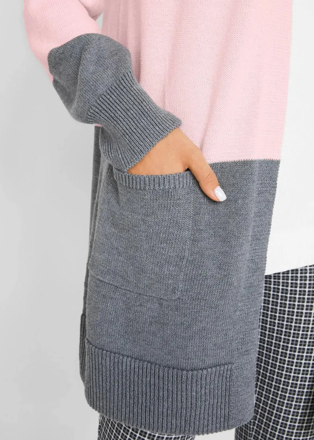 Weite Strickjacke, Langarm