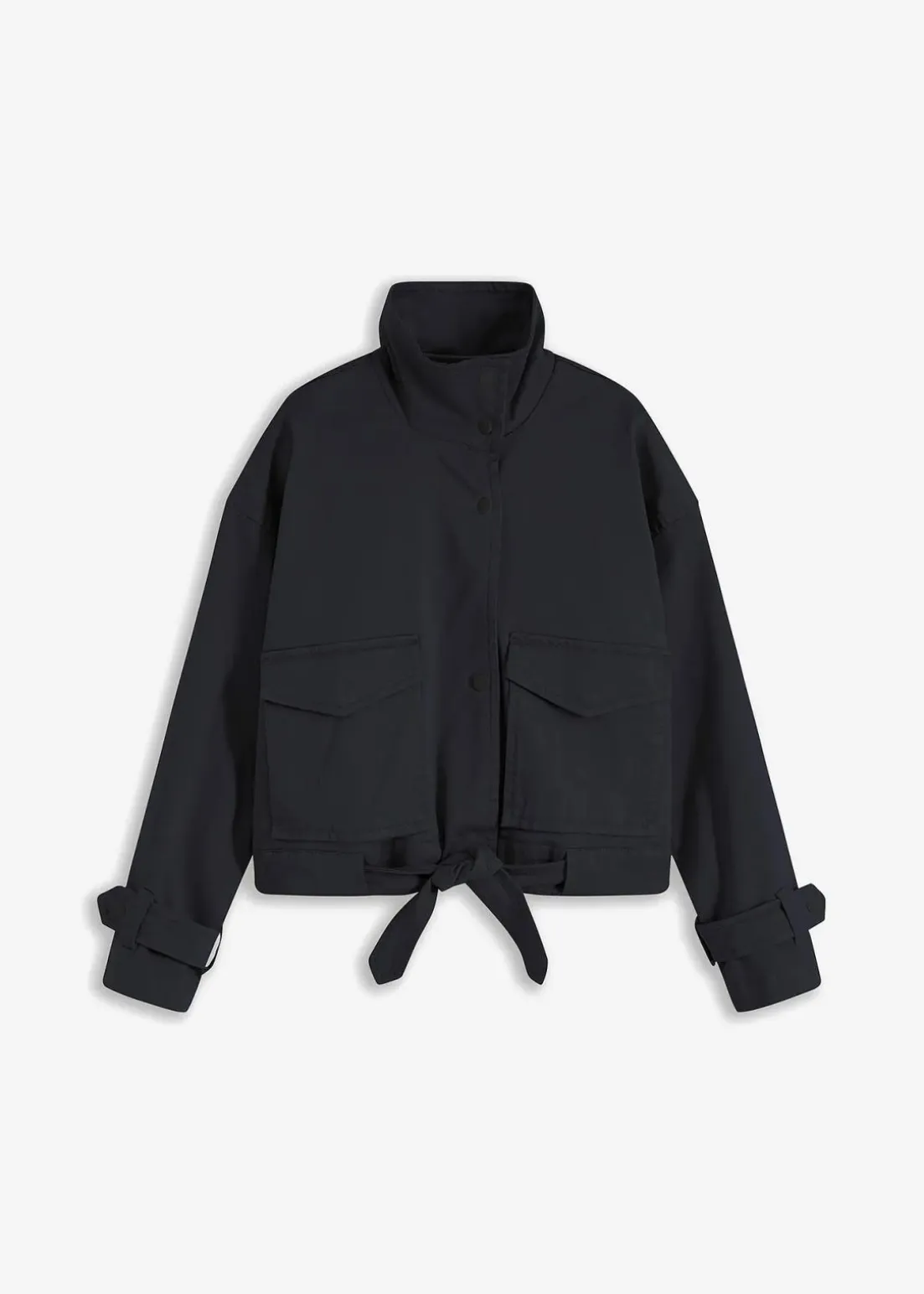 Weite Twill-Jacke mit aufgesetzten Taschen