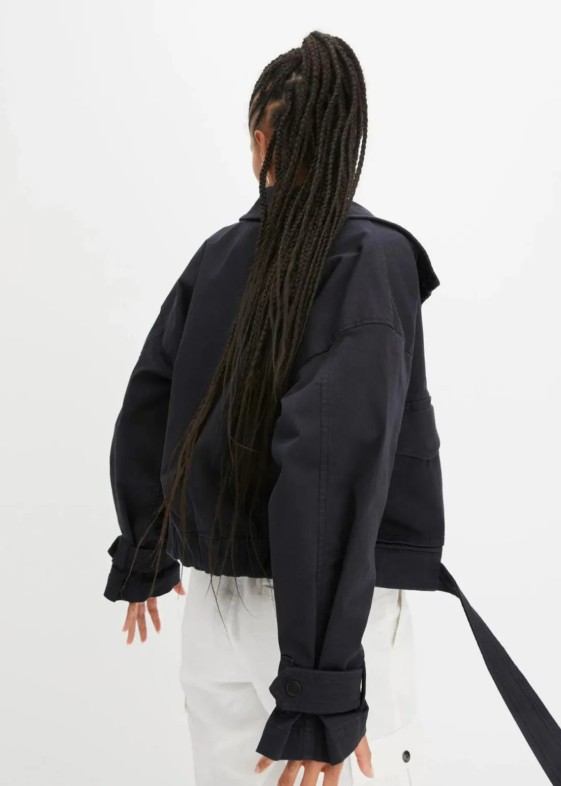 Weite Twill-Jacke mit aufgesetzten Taschen