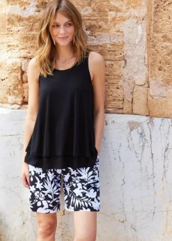 Weite Viskose Shorts mit High-Waist-Bequembund