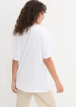 Weites Long-Shirt mit V-Ausschnitt, Kurzarm (5er Pack)