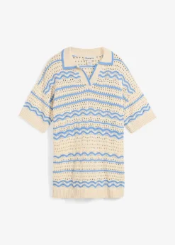 Weites Strickshirt aus luftigem Baumwoll-Leinen-Mix