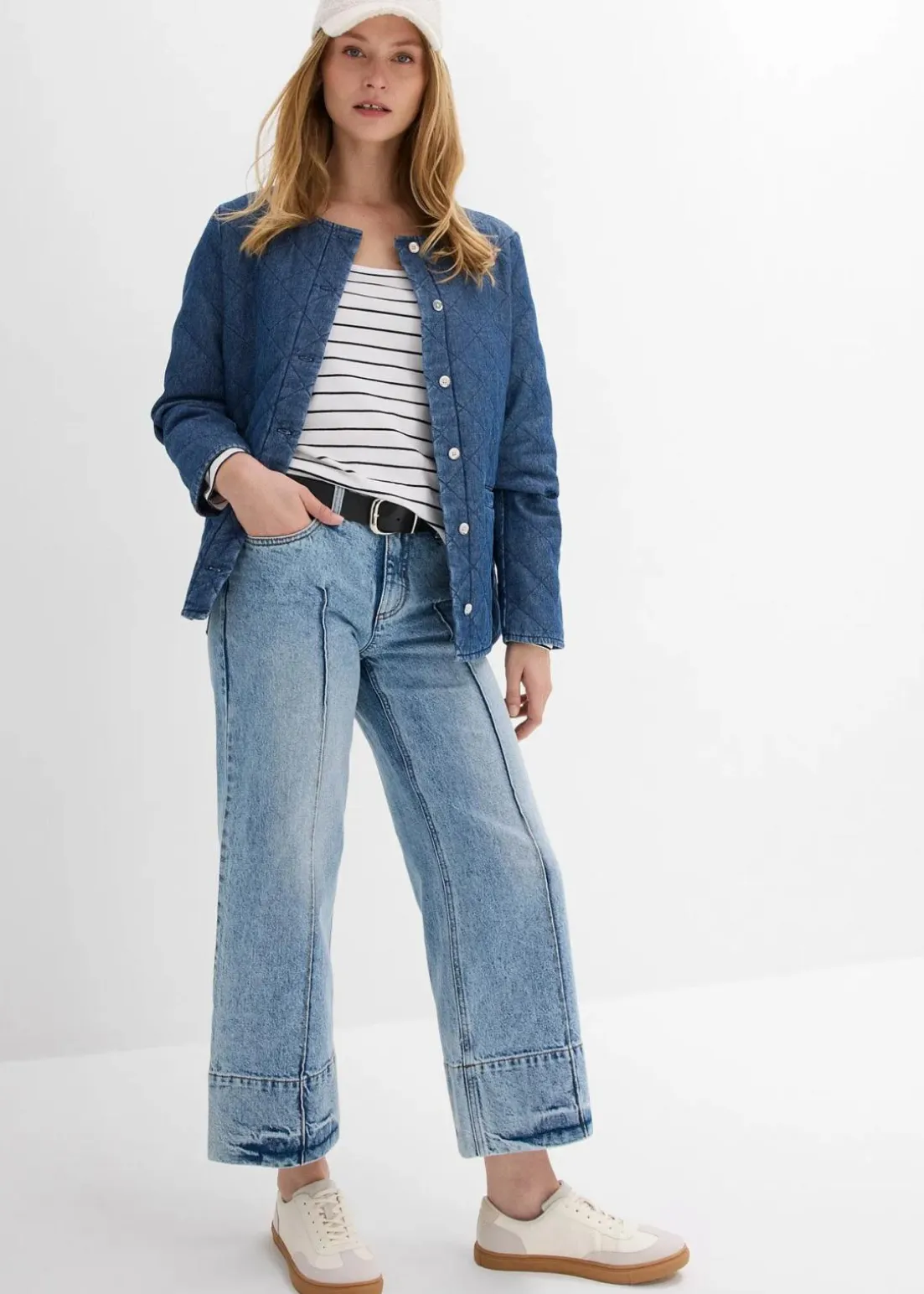 Wide Leg Jeans Mid Waist, cropped