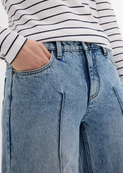 Wide Leg Jeans Mid Waist, cropped