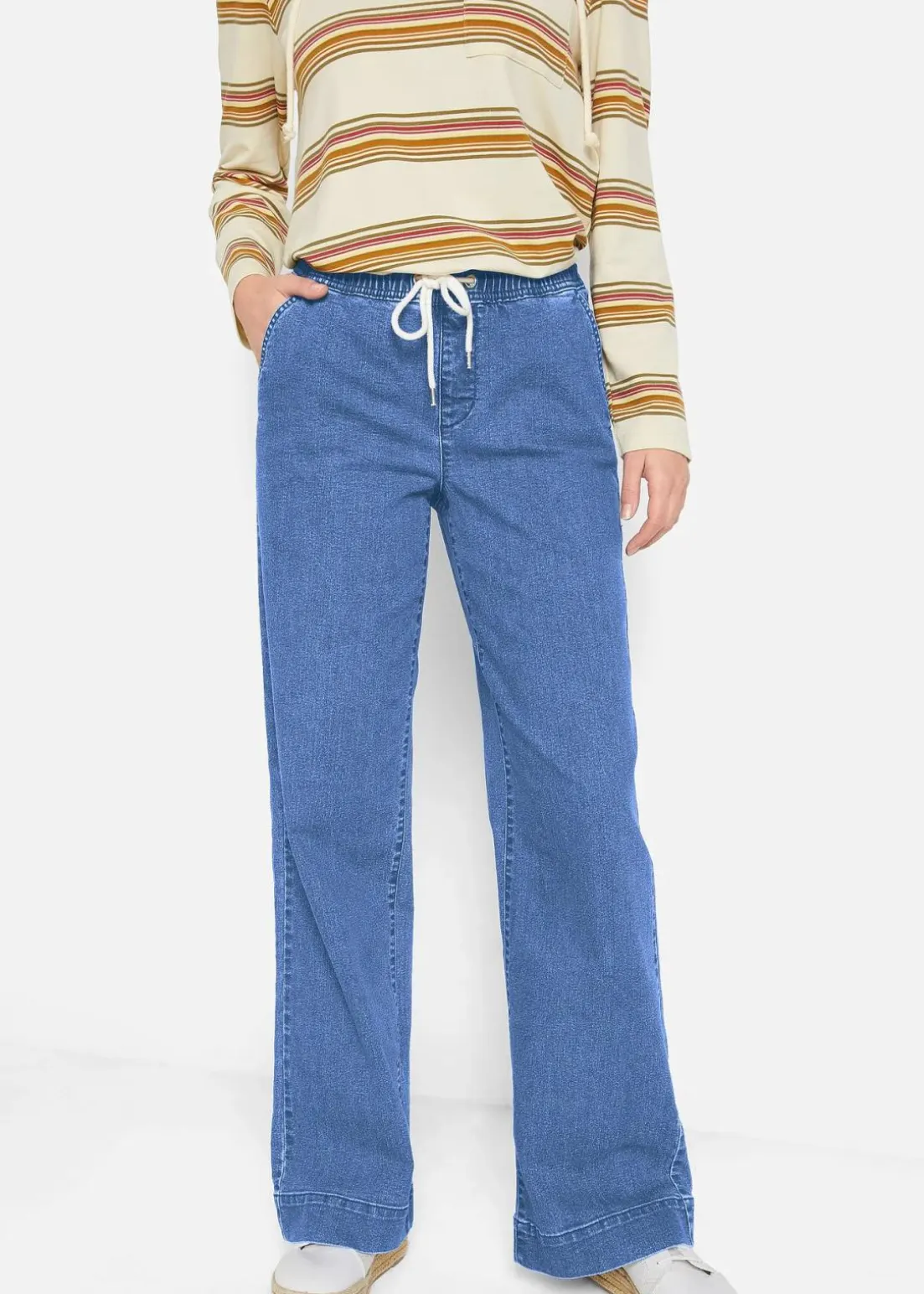 Wide Leg Jeans Mid Waist, Stretch