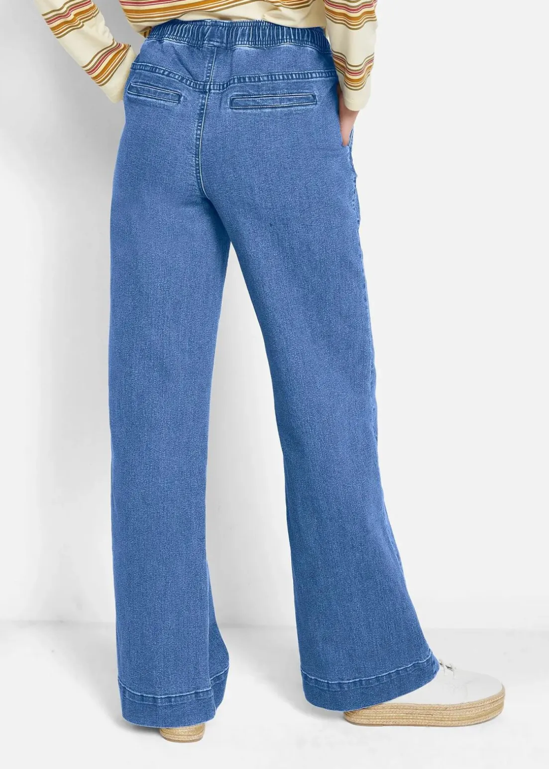 Wide Leg Jeans Mid Waist, Stretch