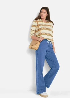 Wide Leg Jeans Mid Waist, Stretch