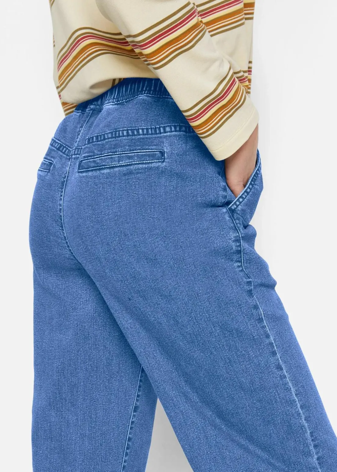 Wide Leg Jeans Mid Waist, Stretch