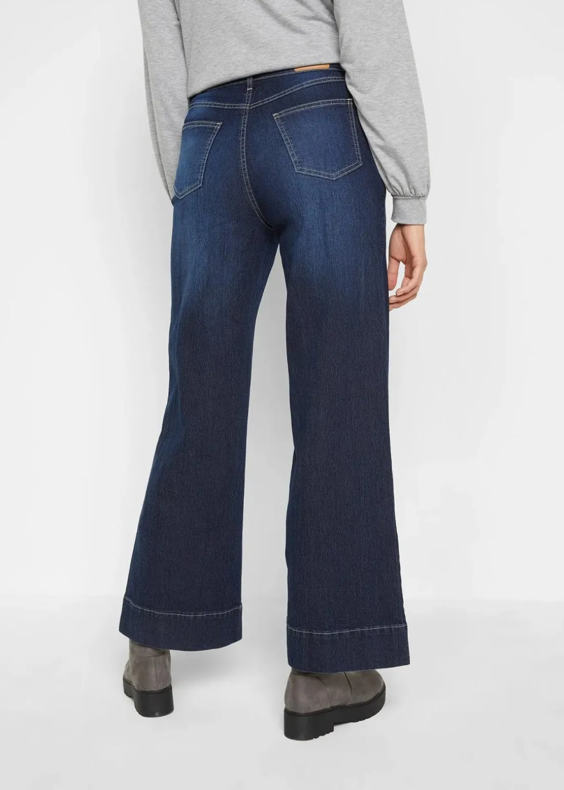 Wide Leg Jeans Mid Waist, Stretch