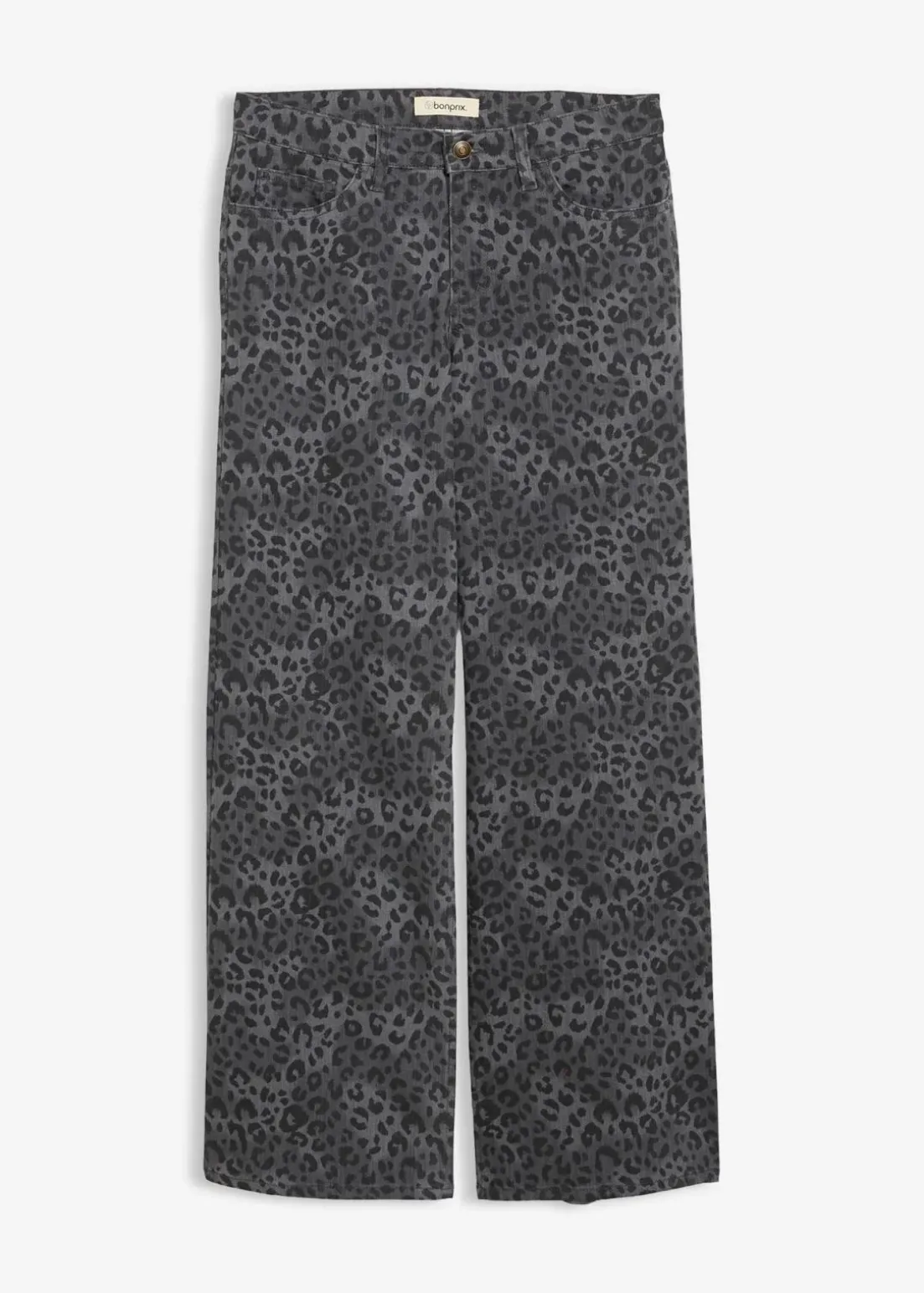 Wide Leg Twillhose mit Leodruck