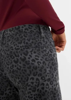 Wide Leg Twillhose mit Leodruck