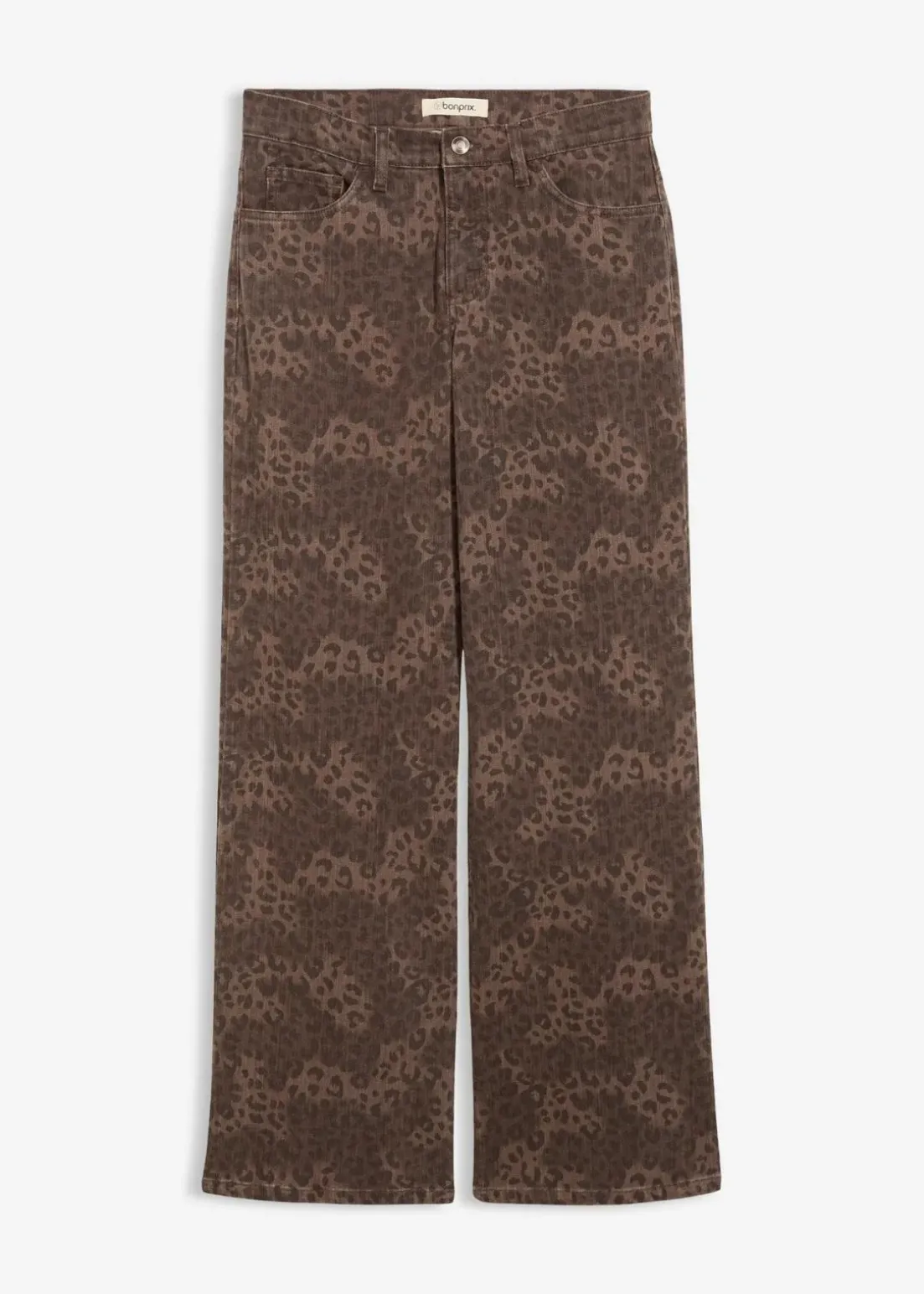 Wide Leg Twillhose mit Leodruck