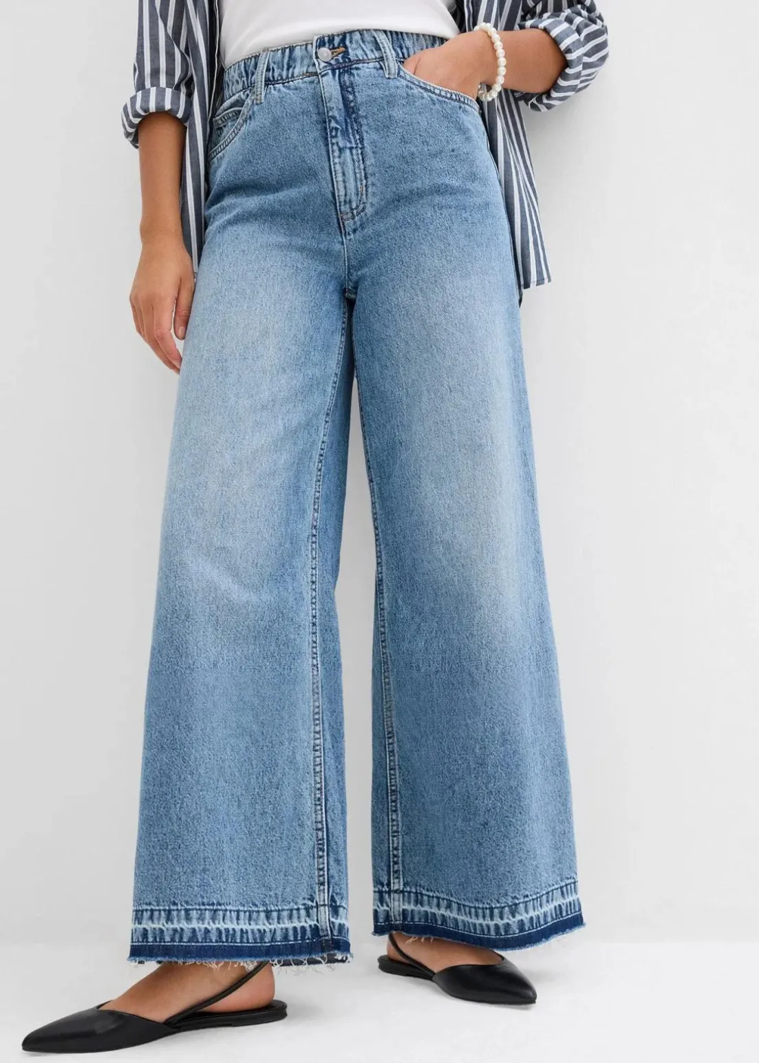 Wide-Leg-Jeans High Waist, cropped