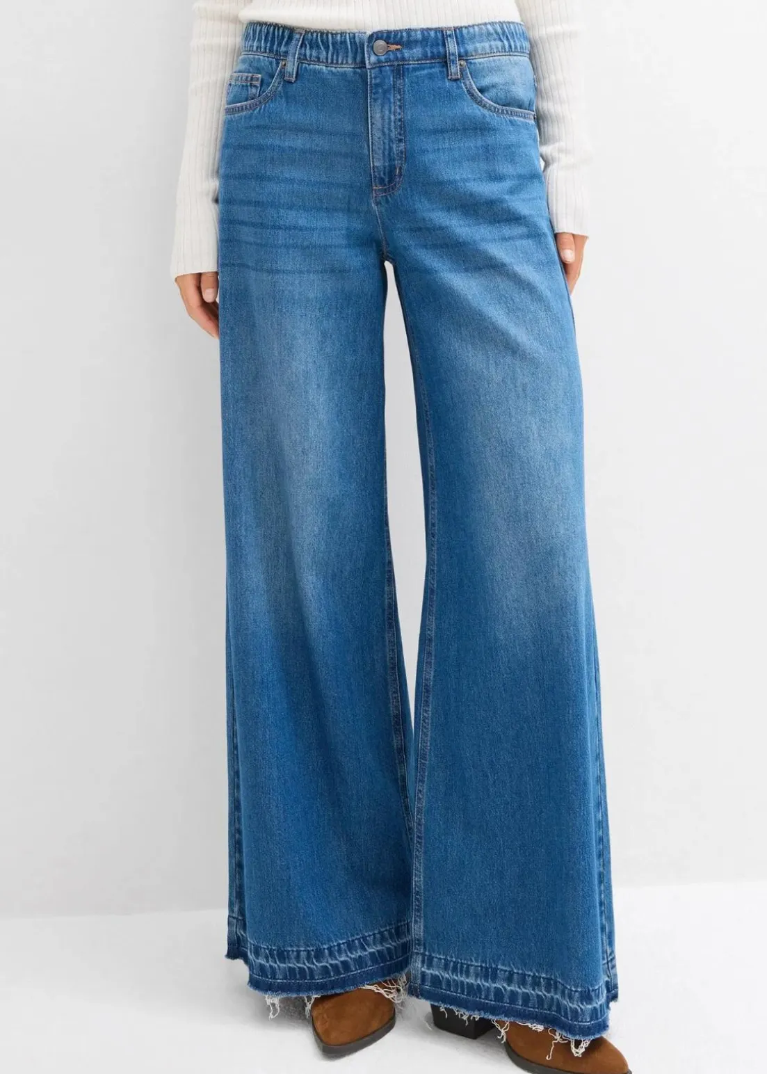 Wide-Leg-Jeans Mid Waist, Bequembund