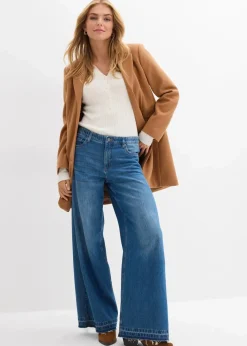 Wide-Leg-Jeans Mid Waist, Bequembund
