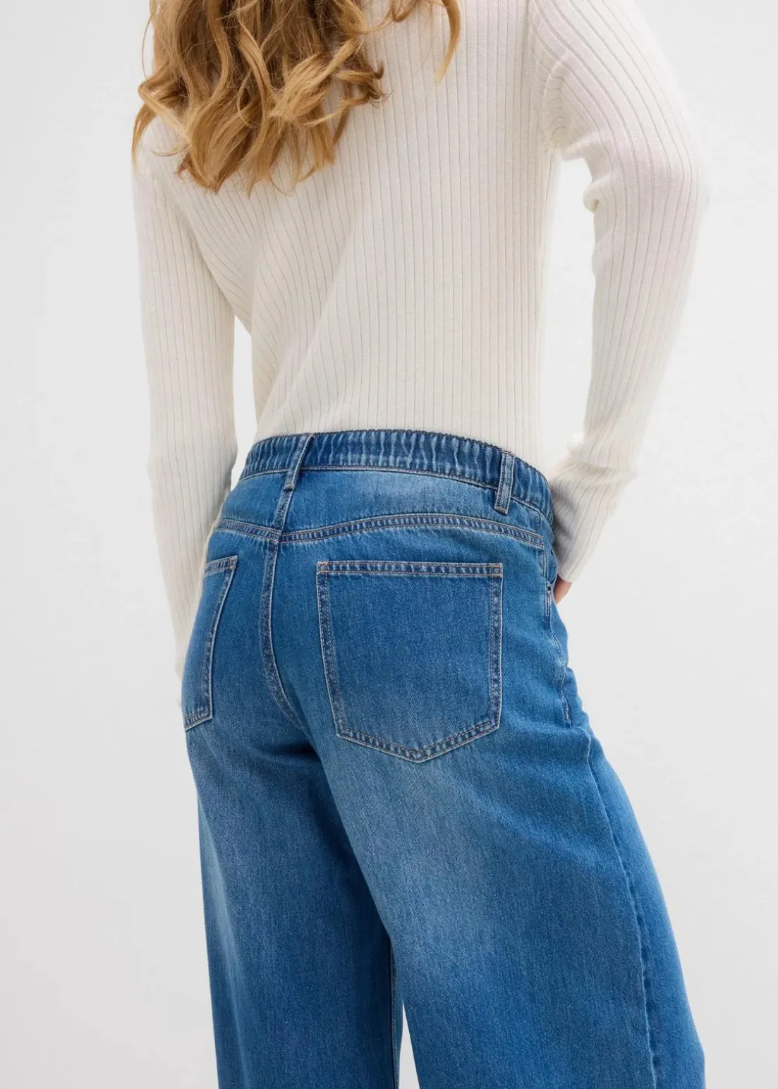 Wide-Leg-Jeans Mid Waist, Bequembund