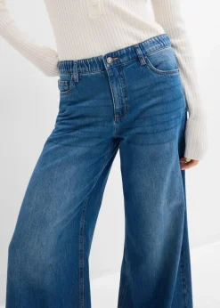 Wide-Leg-Jeans Mid Waist, Bequembund