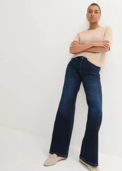 Wide-Leg-Jeans Mid Waist, Bequembund